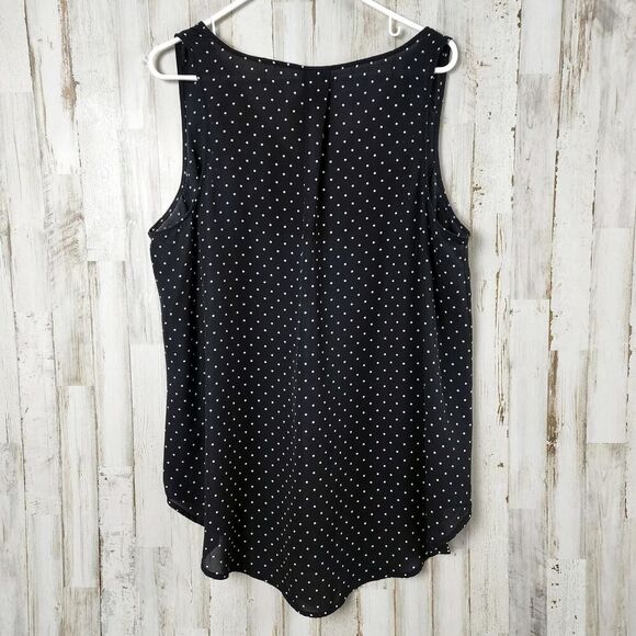 Talbots Georgette Tunic Tank Black Dots Size 1 - Picture 5 of 10